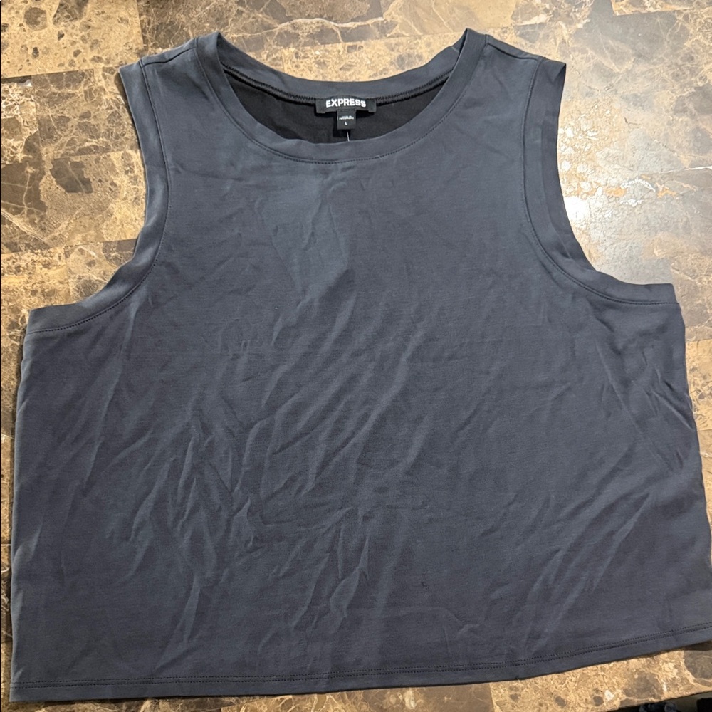 Express Women's Dark Gray Muscle Tee
